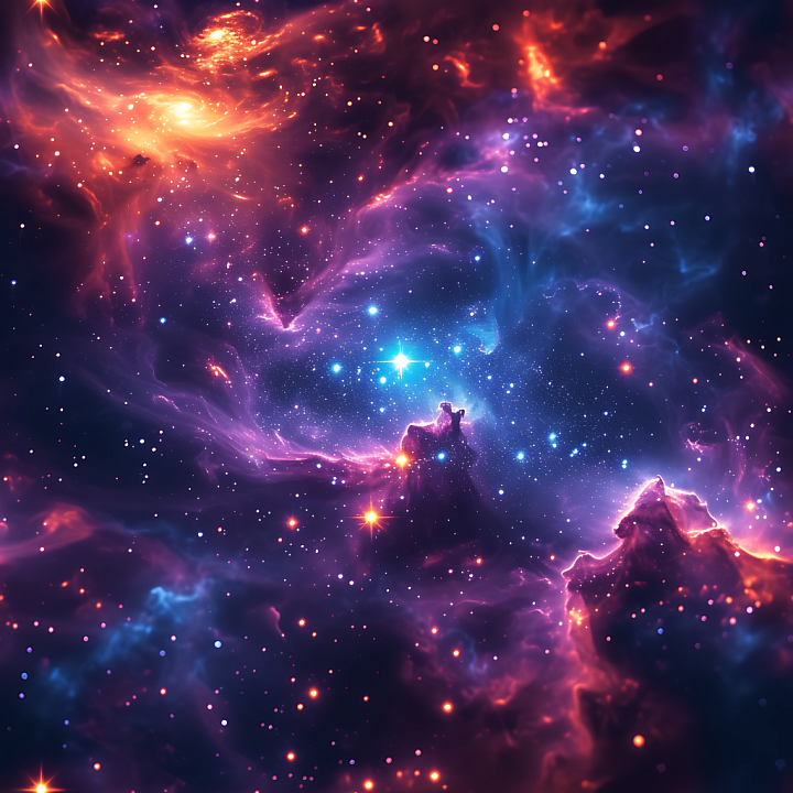 Space Featuring Vibrant Nebula Clouds and Sparkling Starfield seamless PBR texture preview