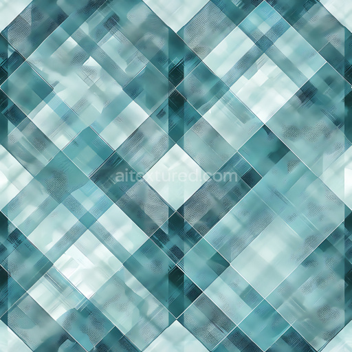 Seamless 3D PBR Texture Featuring Blue Gradient Plaid Pattern with Subtle Fabric Detailing