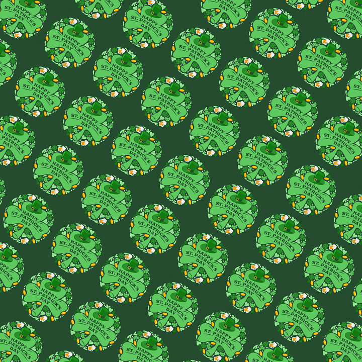 St Patrick Day Festive Pattern with Shamrocks and Beer seamless PBR texture preview