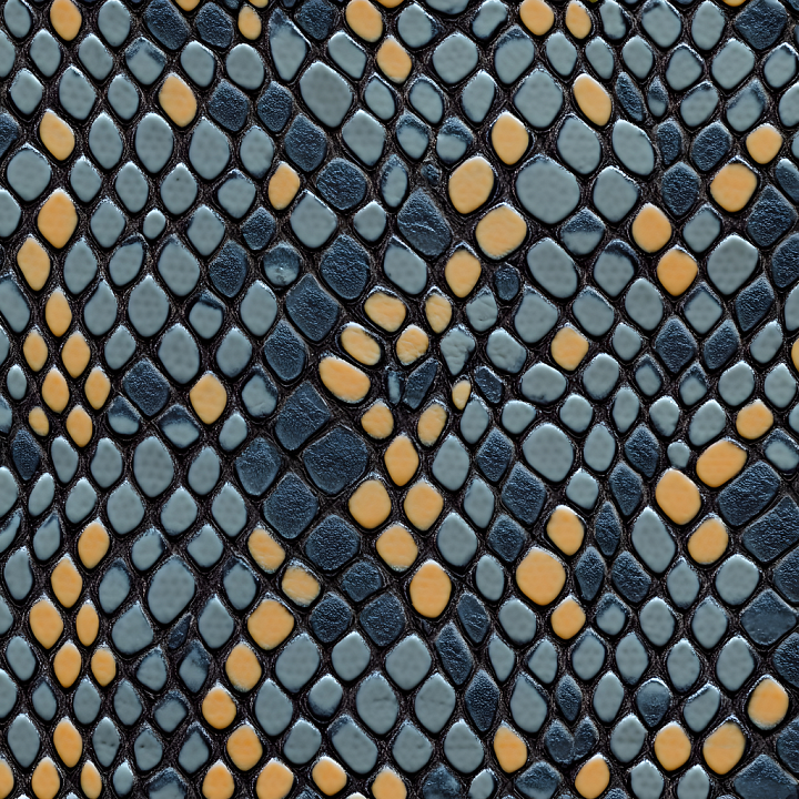 Snake Skin with Detailed Scales and Stylized Coloration seamless PBR texture preview