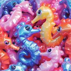 seamless Seamless 3D Inflated Vinyl Seahorse Toy PBR Texture with Glossy Multi-Color Finish texture 8k free download PBR