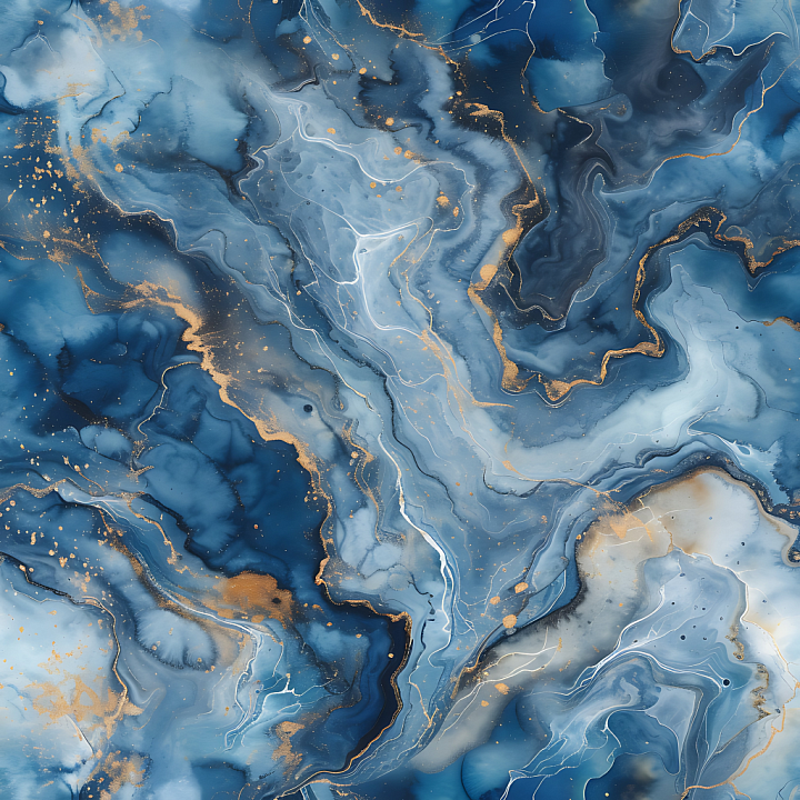 Blue Marble with Dynamic Gold Vein Patterns seamless PBR texture preview