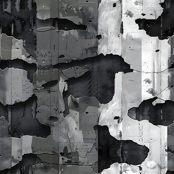 Urban Digital Camouflage in Monochrome Tones with Scratched Metal Surfa… seamless PBR texture preview