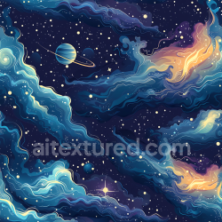 seamless Seamless 3D Space PBR Texture Featuring Stylized Nebula and Starfield with Cosmic Clouds texture 8k free download PBR