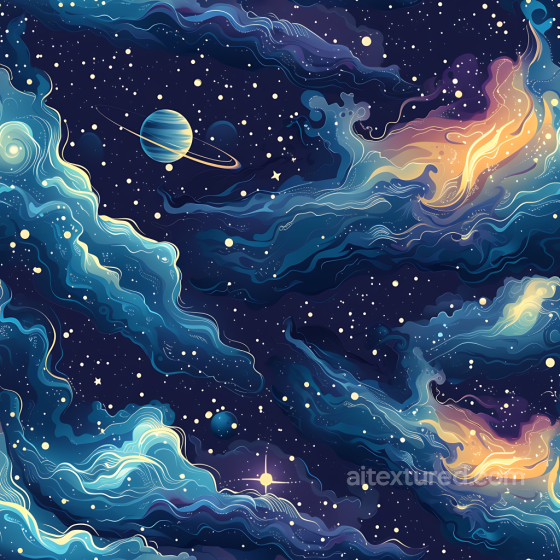 Space PBR Texture Featuring Stylized Nebula and Starfield with Cosmic Clouds Star, space, planets texture preview