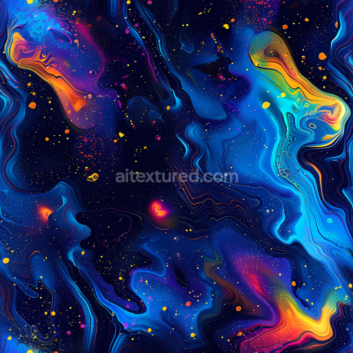 Seamless 3D Space PBR Texture Featuring Vibrant Nebula Clouds and Dynamic Cosmic Energy Flows