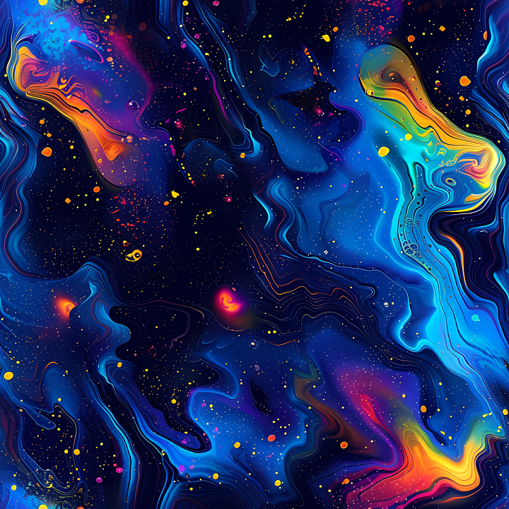 Space Featuring Vibrant Nebula Clouds and Dynamic Cosmic Energy Flows seamless PBR texture preview