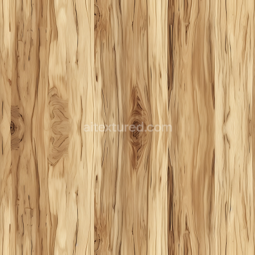 Seamless 3D PBR Texture of Natural Hickory Wood Planks with Distinctive Knots and Grain