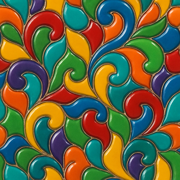 Mosaic Enamel Pieces With Colorful Pieces And Glossy Finish seamless PBR texture preview