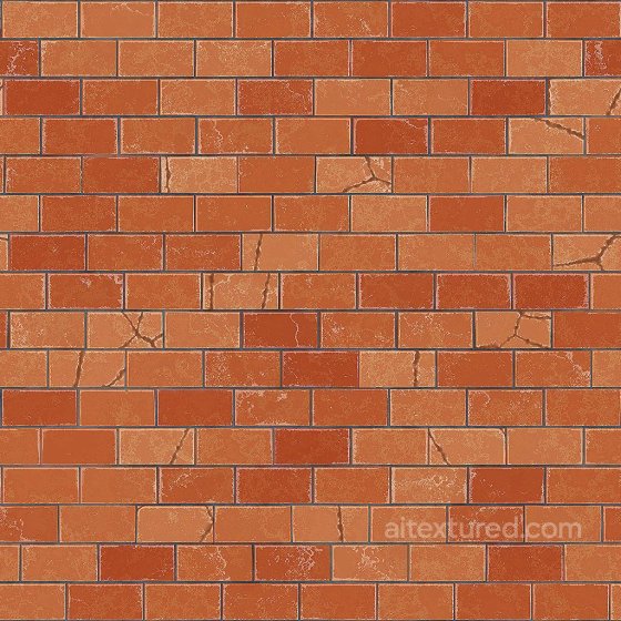 Damaged Red Brick Texture with Cracks | Free PBR Brick texture preview