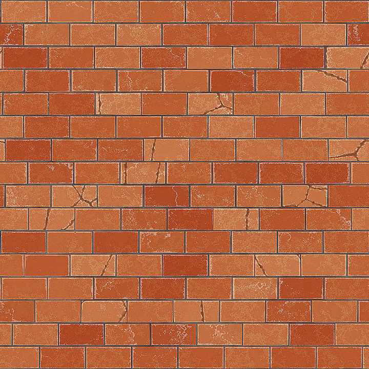 Damaged Red Brick with Cracks seamless PBR texture preview