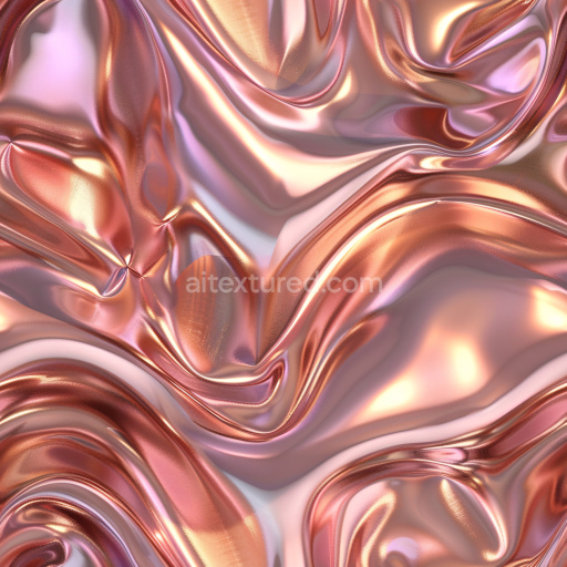 Seamless 3D PBR Texture of Glossy Draped Satin Fabric in Warm Rose Gold Tones