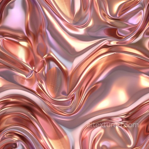 Seamless 3D PBR Texture of Glossy Draped Satin Fabric in Warm Rose Gold Tones texture preview