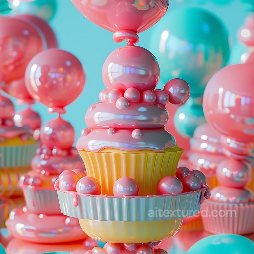 Inflated PBR Texture with Glossy Pink Bubble Clusters and Soft Rounded Forms seamless Inflated PBR texture