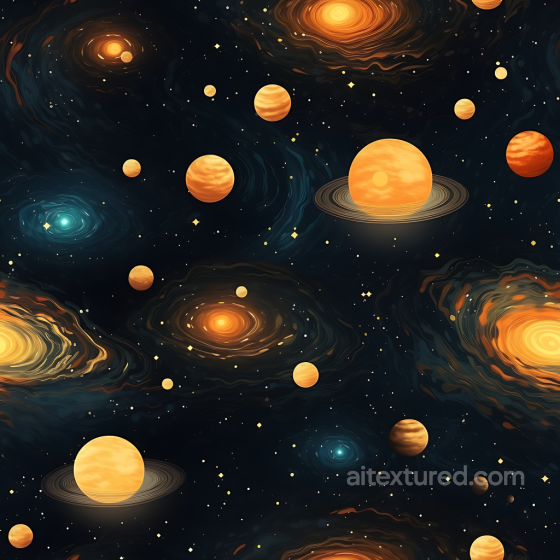 Space PBR Texture Featuring Stylized Planets and Vivid Nebula Clouds Star, space, planets texture preview