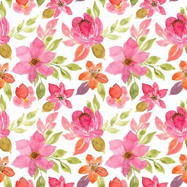Pink Flower Watercolor Fabric with Floral Pattern seamless PBR texture preview