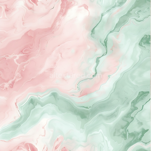 Seamless 3D marble PBR texture with pastel blush pink and mint green veins