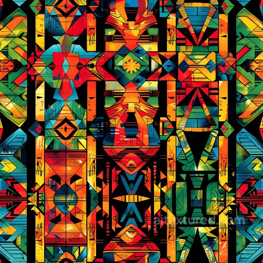 Seamless 3D PBR Texture of Colorful Abstract Geometric Graffiti Pattern texture preview