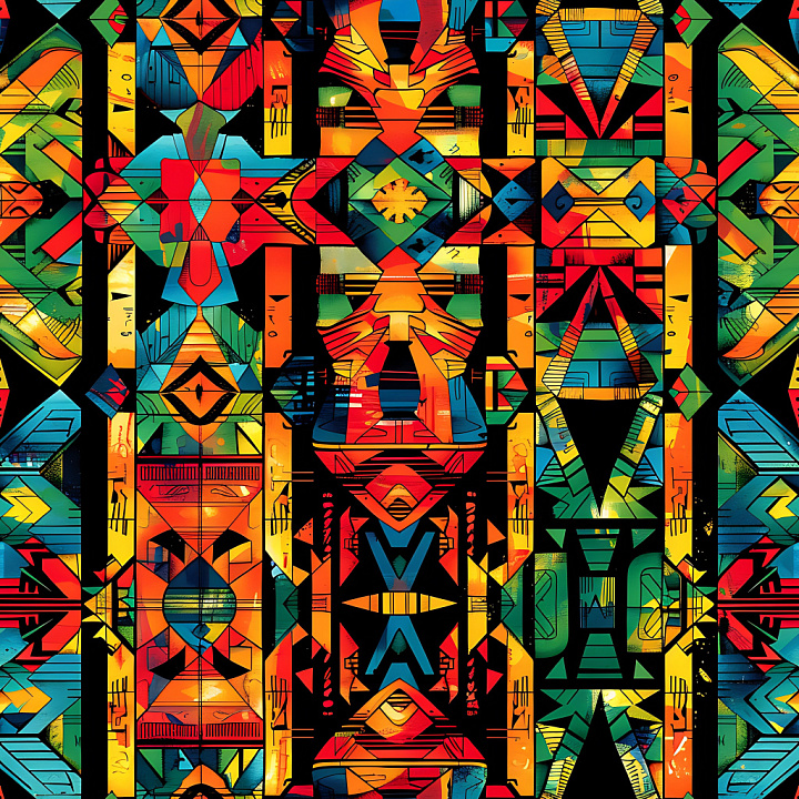 Colorful Abstract Geometric Graffiti Pattern seamless PBR texture preview