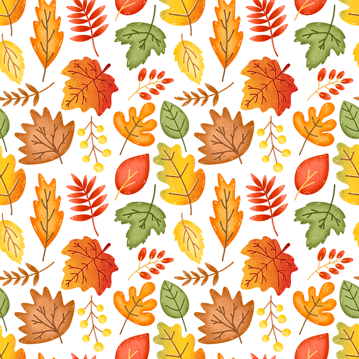 Featuring Colorful Autumn Leaves Pattern seamless PBR texture preview