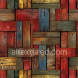 seamless Seamless 3D PBR Texture of Rustic Painted Wood Panels with Multicolor Grain and Knots texture 8k free download PBR