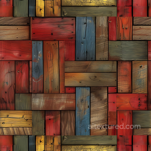 Rustic Painted Wood Panels Seamless Texture with Multicolor Grain and Knots seamless Wood PBR texture