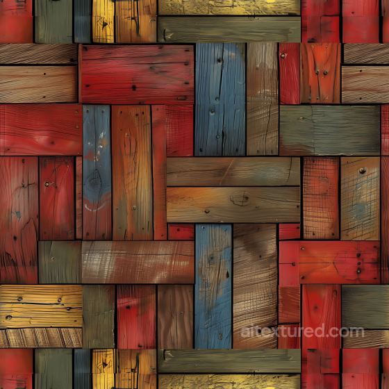 Rustic Painted Wood Panels Seamless Texture with Multicolor Grain and Knots Wood texture preview