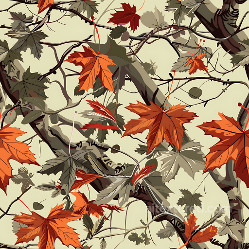 Autumn Forest Camouflage PBR Texture with Orange and Brown Leaf Pattern seamless Color Camouflage PBR texture
