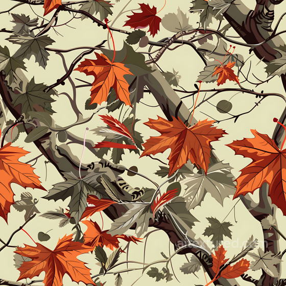 Autumn Forest Camouflage PBR Texture with Orange and Brown Leaf Pattern Color Camouflage texture preview