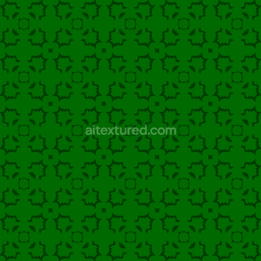 Seamless 3D PBR Texture of Dark Green Ornamental Floral Fabric Pattern