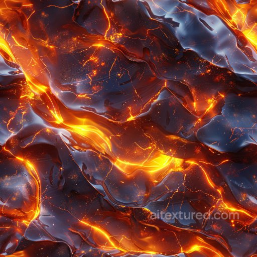Seamless 3D PBR Glossy Texture with Fiery Lava Glow and Volcanic Flow texture preview