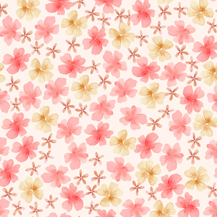 Watercolor Cherry Floral with Soft Pastel Flowers seamless PBR texture preview