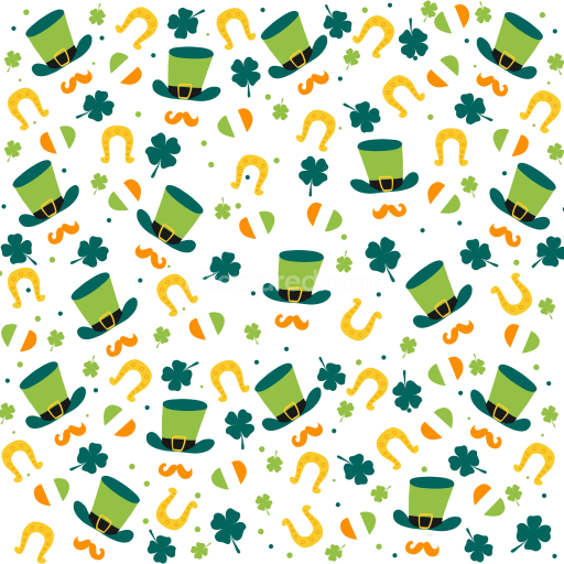 Seamless 3D PBR Texture with St Patrick Icons and Festive Symbols