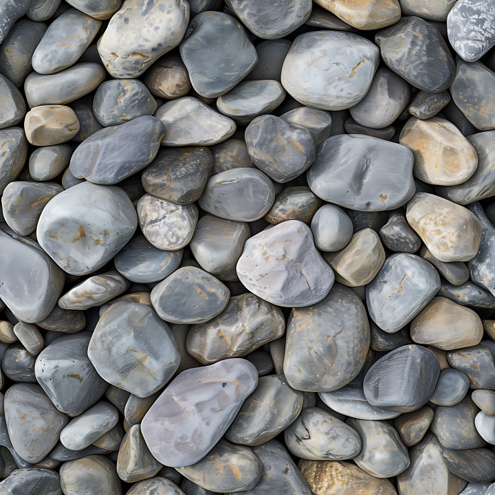Pebble Stone Ground with Smooth Rounded Rocks and Natural Color Variati… seamless PBR texture preview