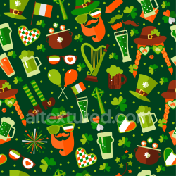 seamless Seamless 3D PBR St Patrick festive cartoon pattern texture with icons texture 8k free download PBR