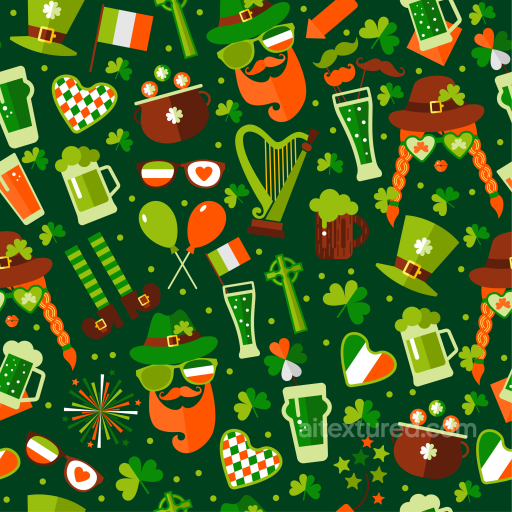 St Patrick Festive Cartoon Pattern Texture With Icons seamless St patrick PBR texture