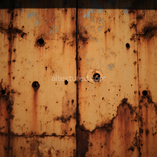 Seamless 3D PBR Rusted Metal Texture Featuring Weathered Cracks and Holes