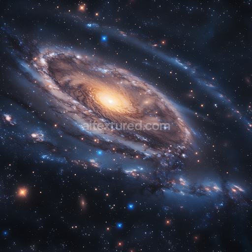 Seamless 3D PBR Texture of a Spiral Galaxy with Cosmic Starfield and Glowing Nebula Clouds