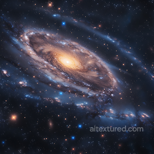 of a Spiral Galaxy with Cosmic Starfield and Glowing Nebula Clouds seamless Star, space, planets PBR texture