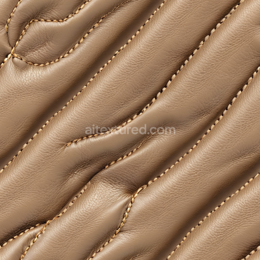Seamless 3D Quilted Beige Leather PBR Texture with Detailed Stitching and Soft Grain