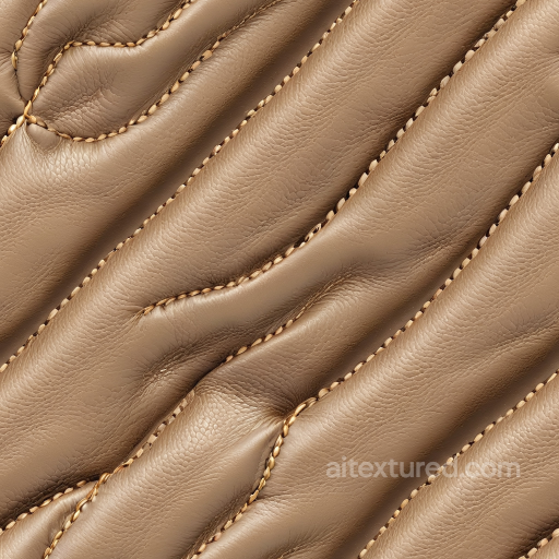 Quilted Beige Leather PBR Texture with Detailed Stitching and Soft Grain seamless Leather PBR texture
