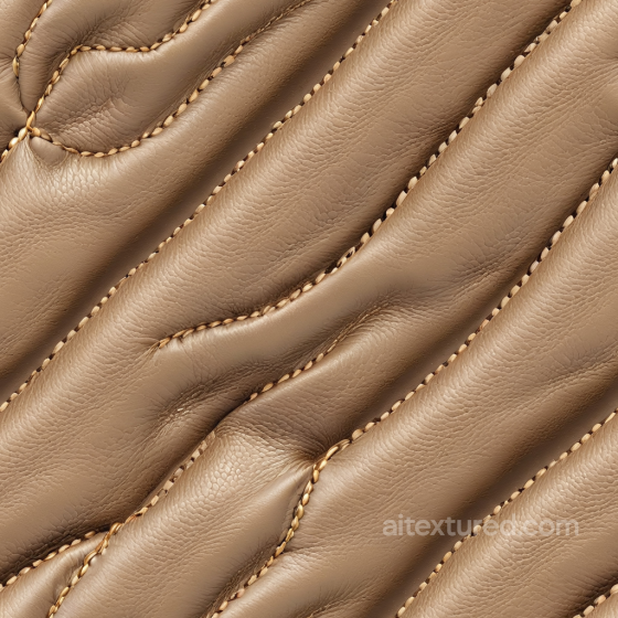 Quilted Beige Leather PBR Texture with Detailed Stitching and Soft Grain Leather texture preview