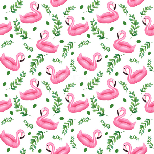 Pattern Bundle - Seamless 3D Pattern PBR Texture Featuring Pink Flamingo Inflatable Floats and Green Leafy… texture preview