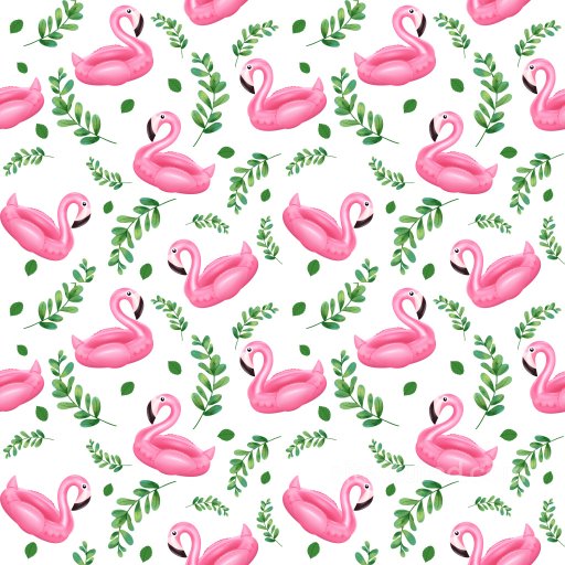 Pattern PBR Texture Featuring Pink Flamingo Inflatable Floats and Green Leafy Motifs seamless Pattern Bundle PBR texture