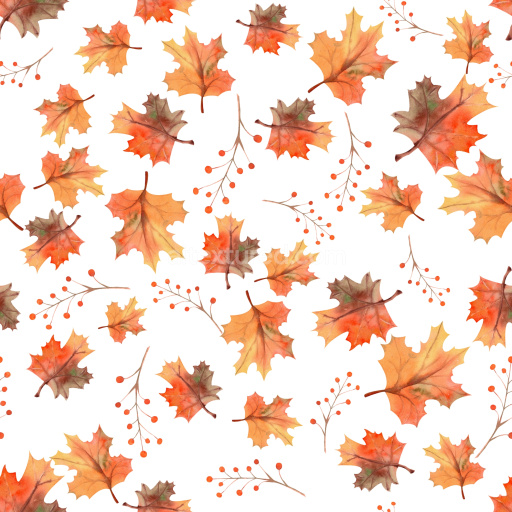Seamless 3D PBR Texture of Watercolor Autumn Leaves and Berries Pattern