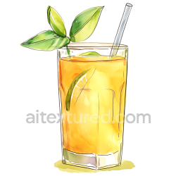 seamless Watercolor Kombucha Glass with Lime and Mint Leaves Breakfast Graphic texture 8k free download PBR