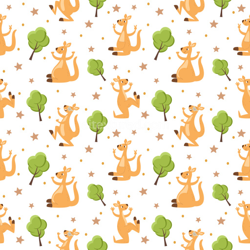 Pattern Bundle - Seamless 3D Pattern PBR Texture Featuring Cartoon Kangaroo and Tree Motifs with Playful R… texture preview
