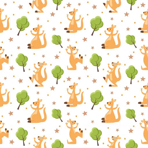 Pattern PBR Texture Featuring Cartoon Kangaroo and Tree Motifs with Playful Repeat Rhythm seamless Pattern Bundle PBR texture