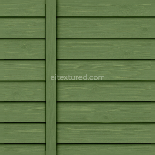 Seamless 8k 3d texture pbr garden fence with horizontal slats and painted wood in green fence style