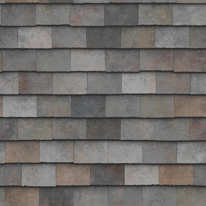Colourful Clay Roof Tiles in Dull Tone seamless PBR texture preview